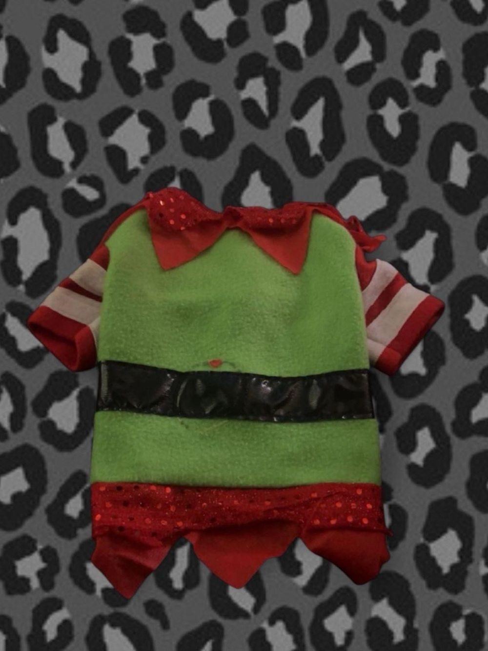 Festive Red & Green Elf Dog Costume Top
